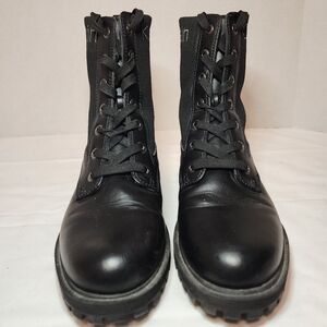 Calvin Klein Womens Black Combat Boots/Lace Up Rugged Sole